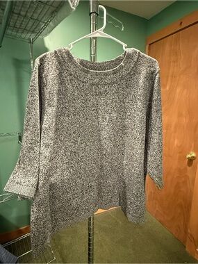 dressbarn Grey Marled Crewneck Sweater